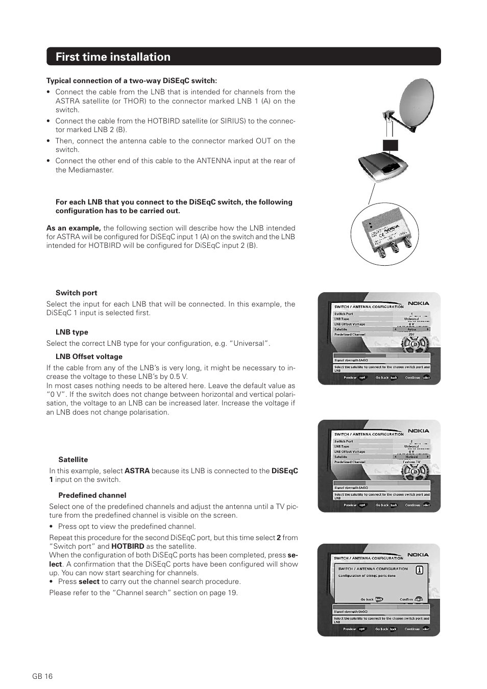 First time installation | Nokia 1500S User Manual | Page 16 / 38