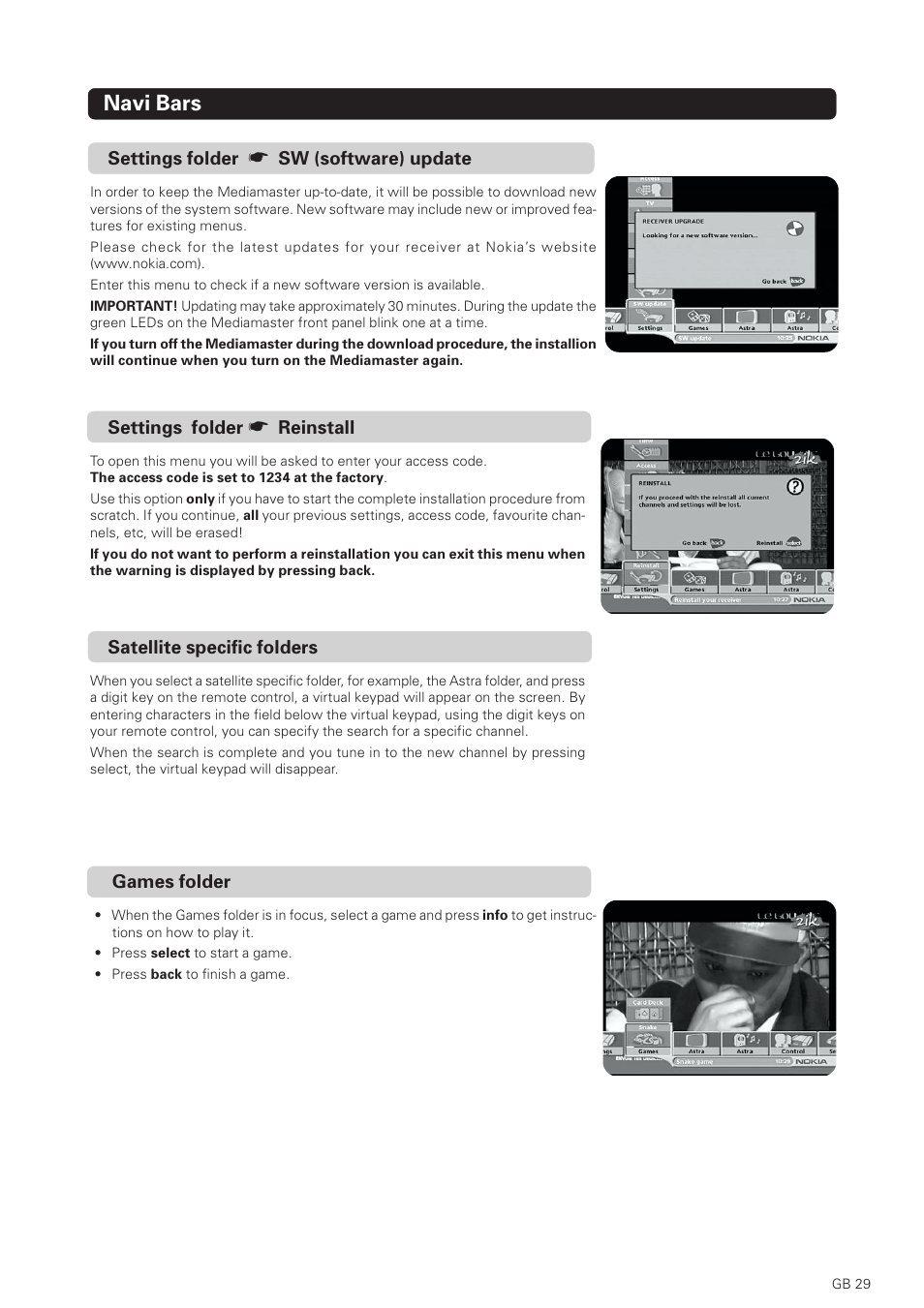 Navi bars | Nokia 1500S User Manual | Page 29 / 38