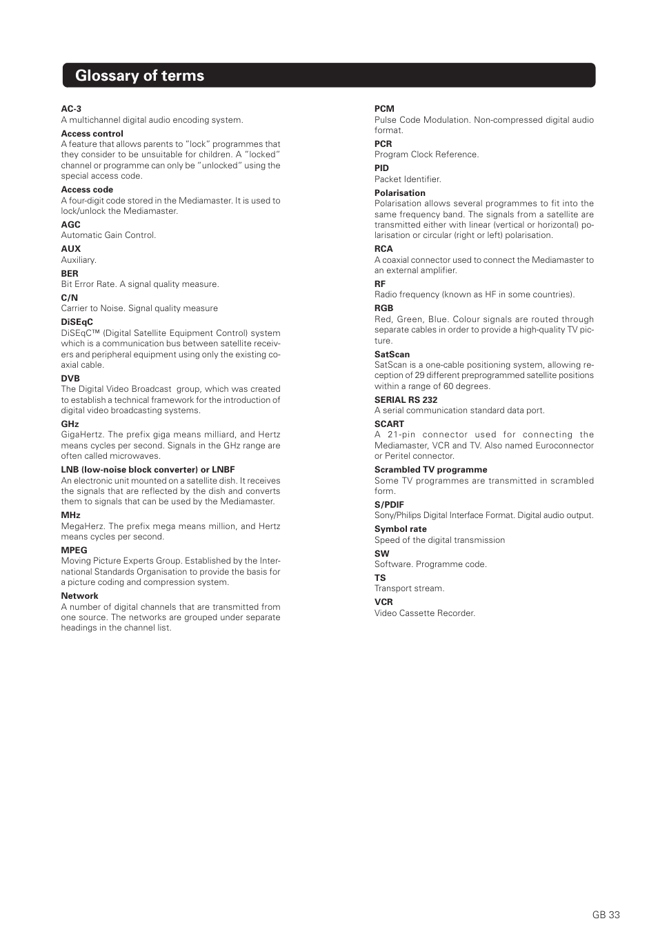 Glossary of terms | Nokia 1500S User Manual | Page 33 / 38