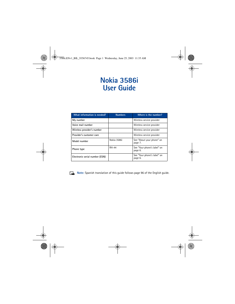 Nokia 3586I User Manual | 200 pages