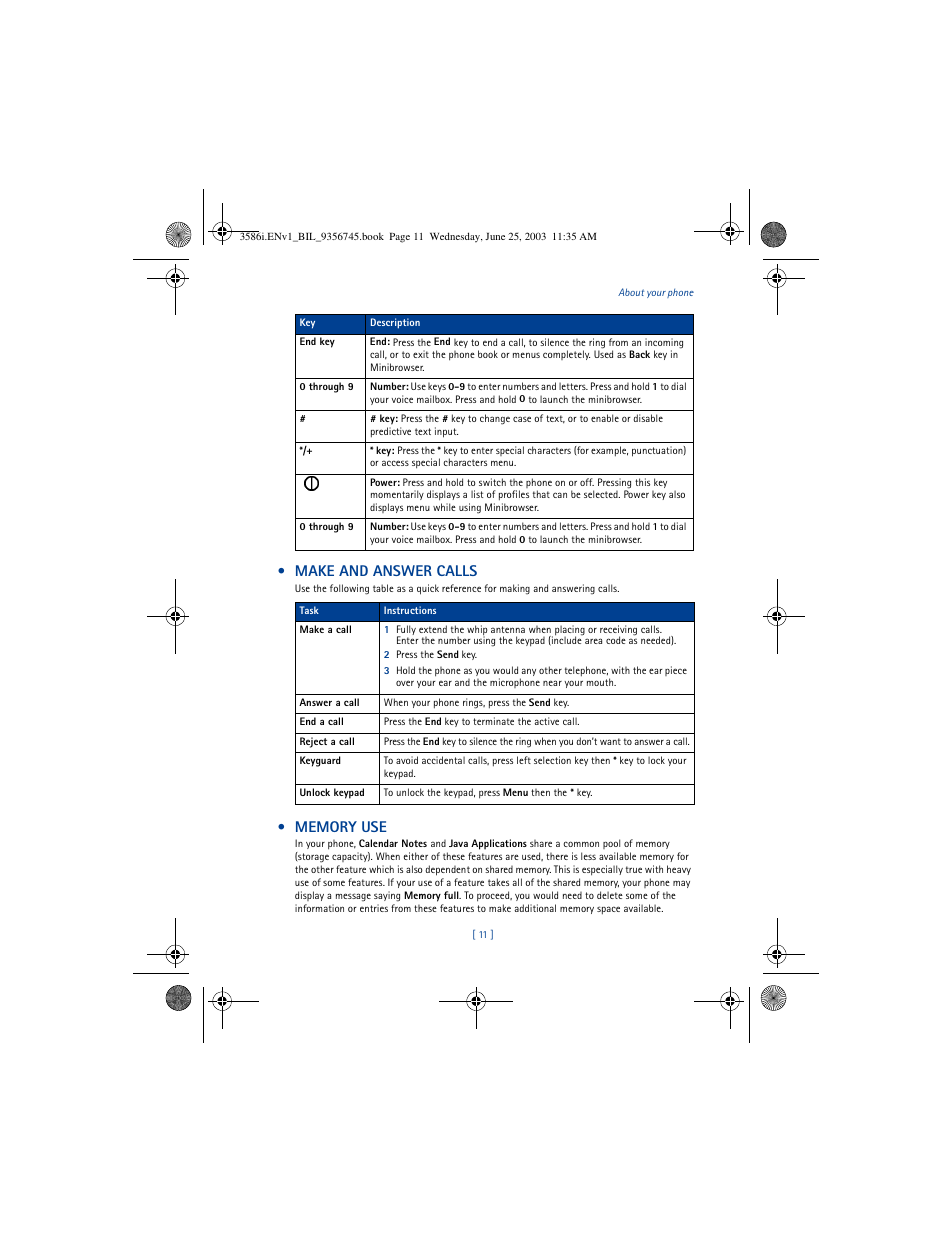 Make and answer calls | Nokia 3586I User Manual | Page 15 / 200