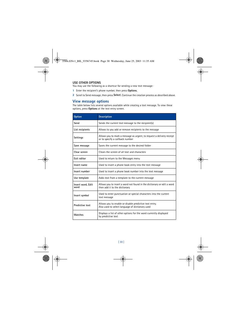 View message options | Nokia 3586I User Manual | Page 34 / 200