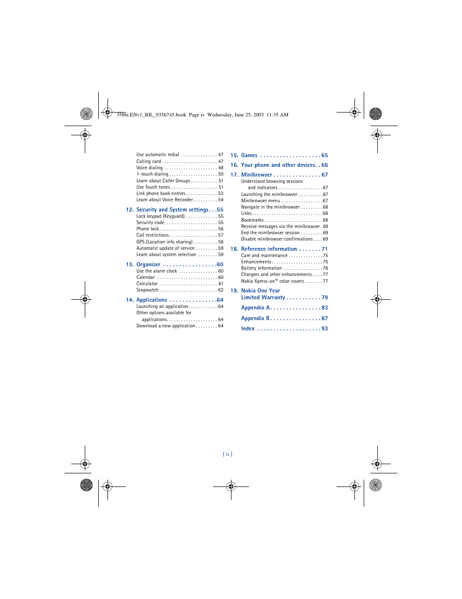 Nokia 3586I User Manual | Page 4 / 200