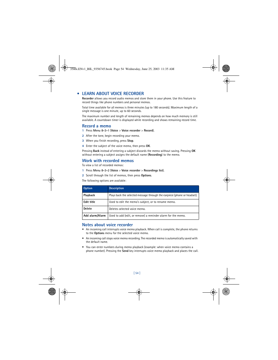 Learn about voice recorder | Nokia 3586I User Manual | Page 58 / 200