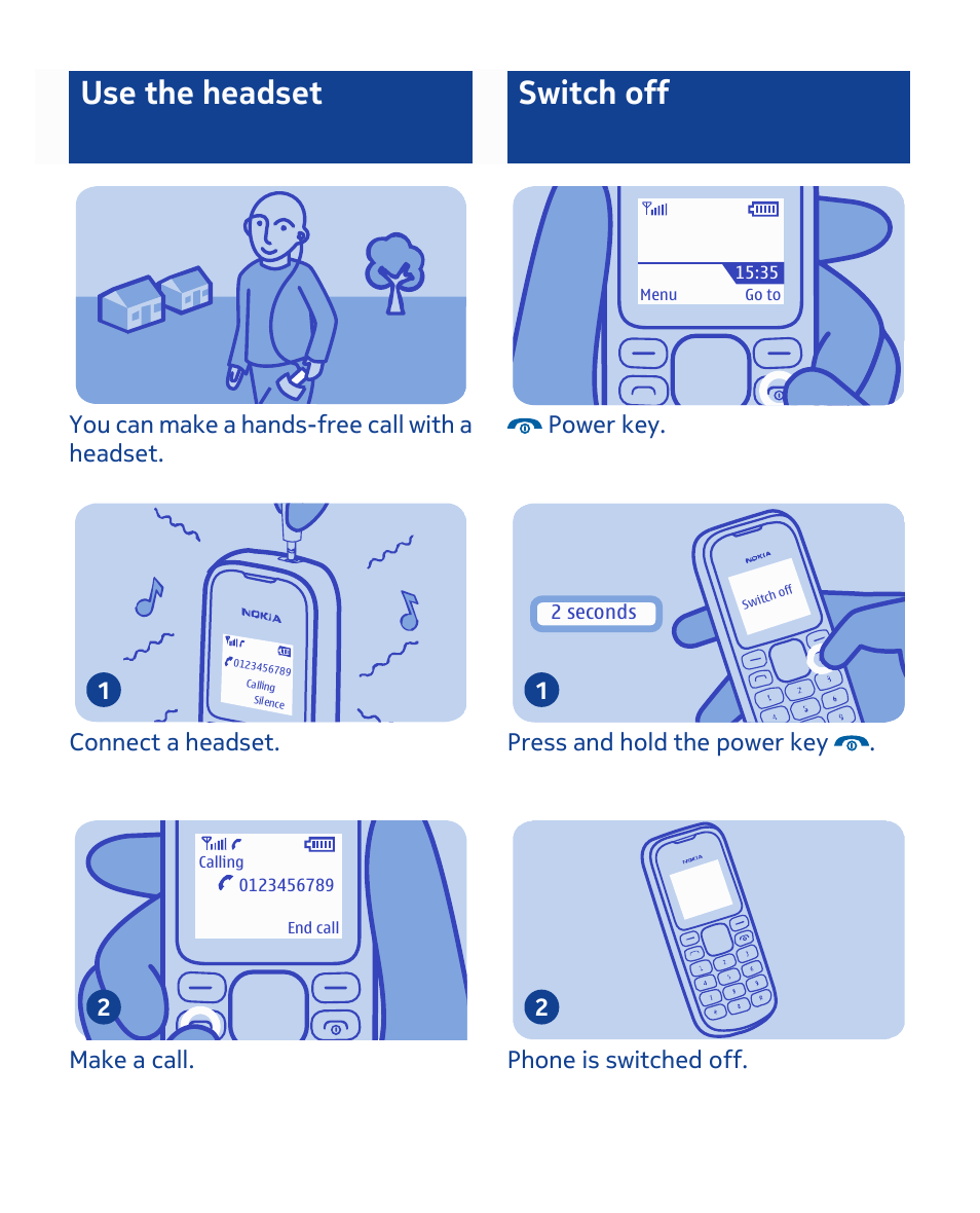Use the headset, Switch off | Nokia 1280 User Manual | Page 9 / 34
