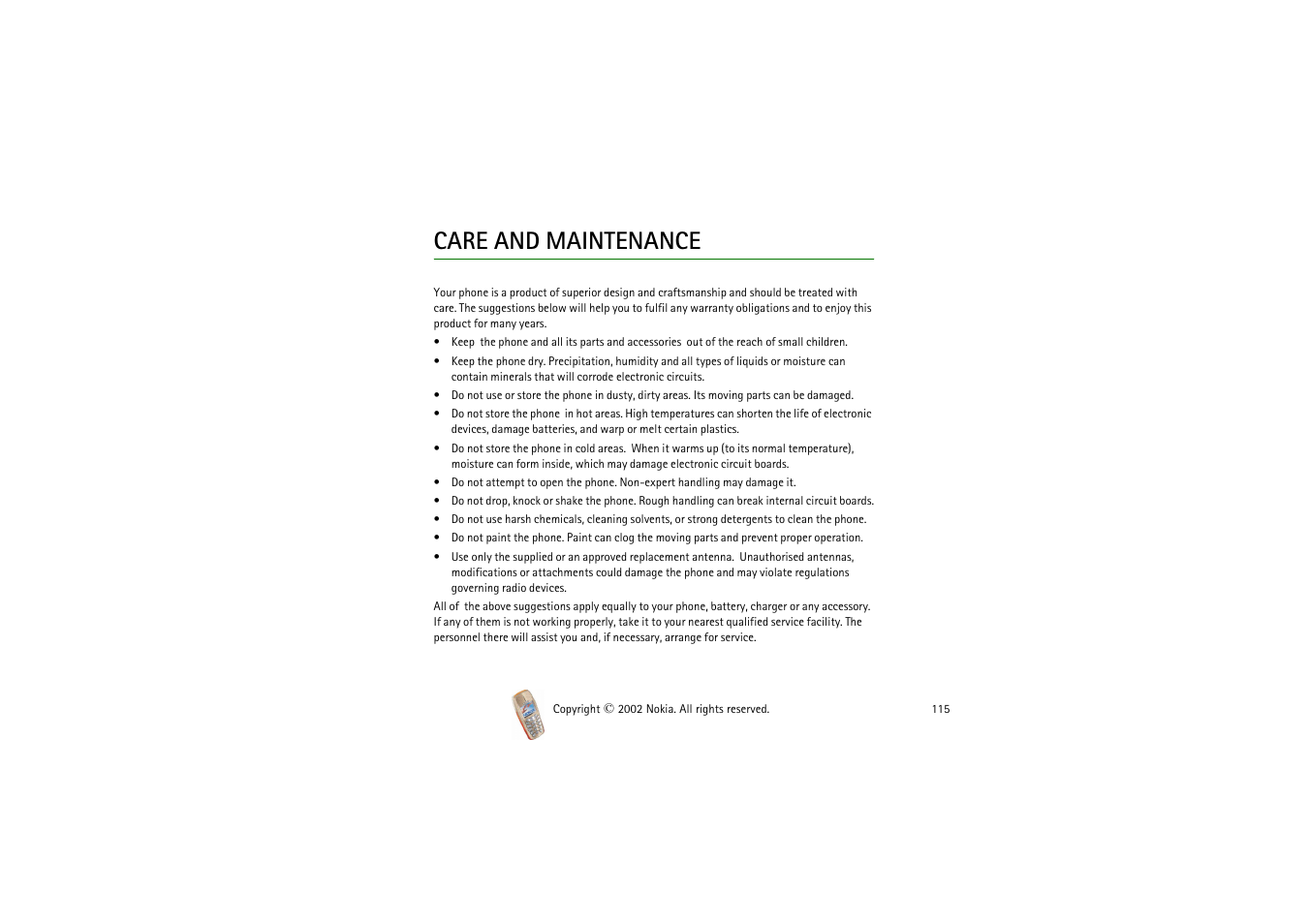 Care and maintenance | Nokia 3510i User Manual | Page 115 / 123