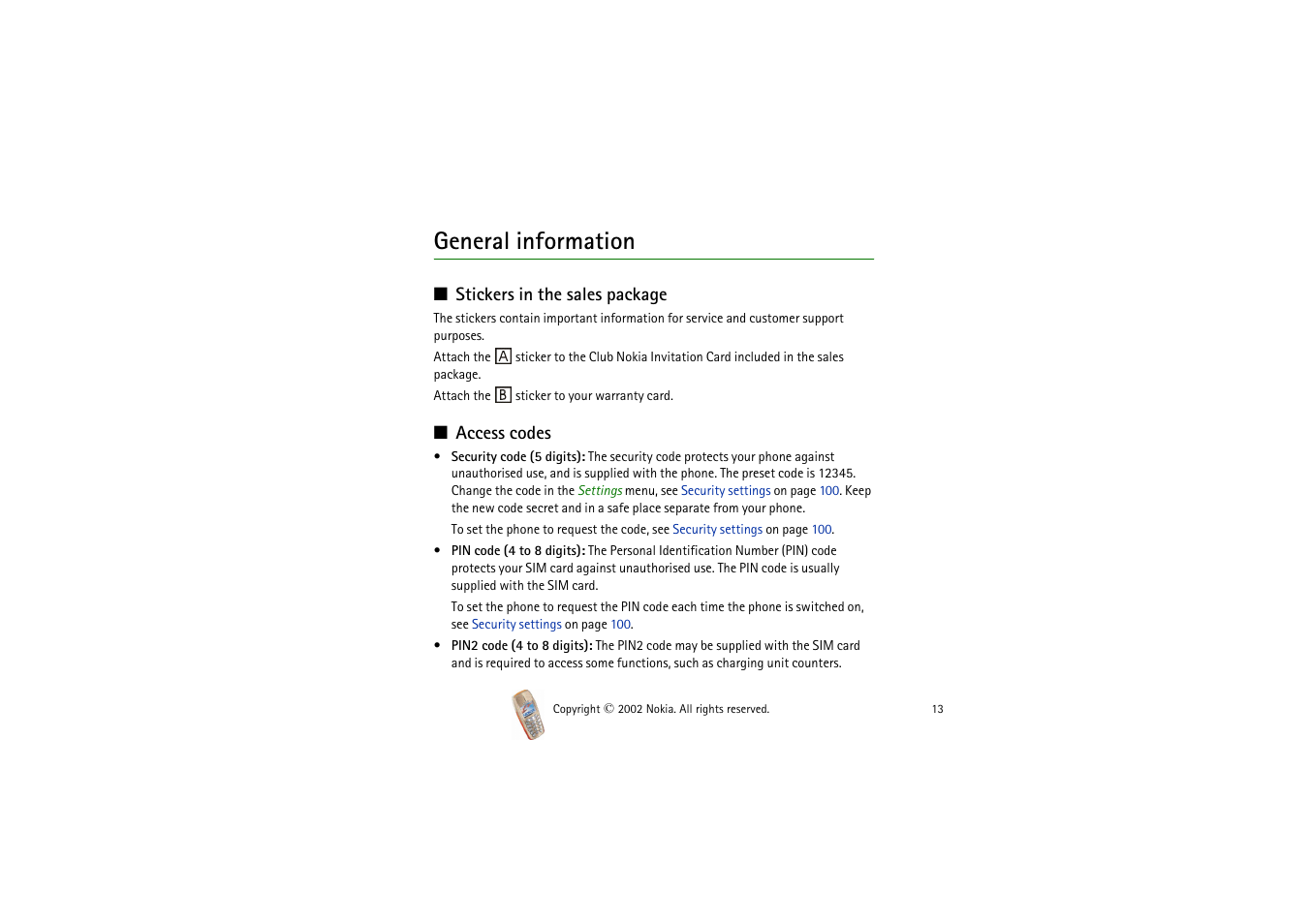 General information | Nokia 3510i User Manual | Page 13 / 123