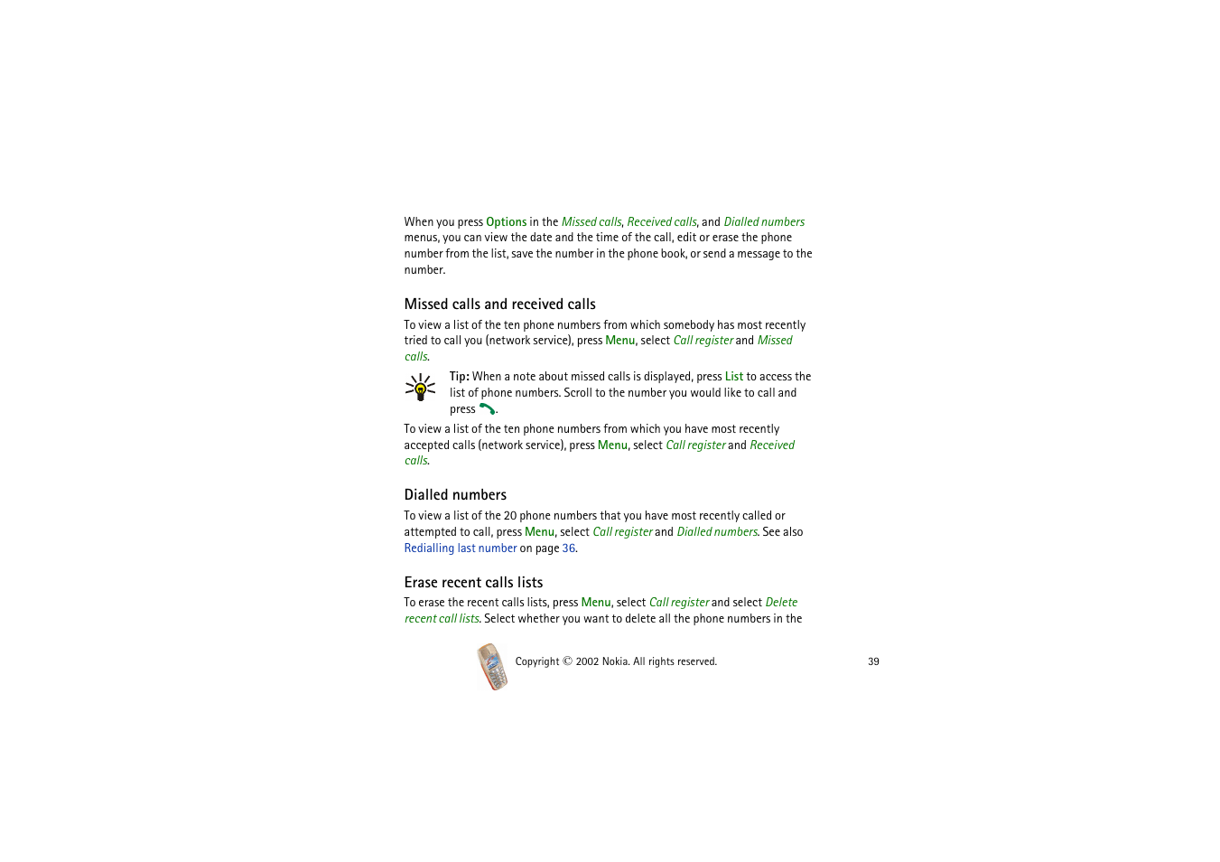 Nokia 3510i User Manual | Page 39 / 123