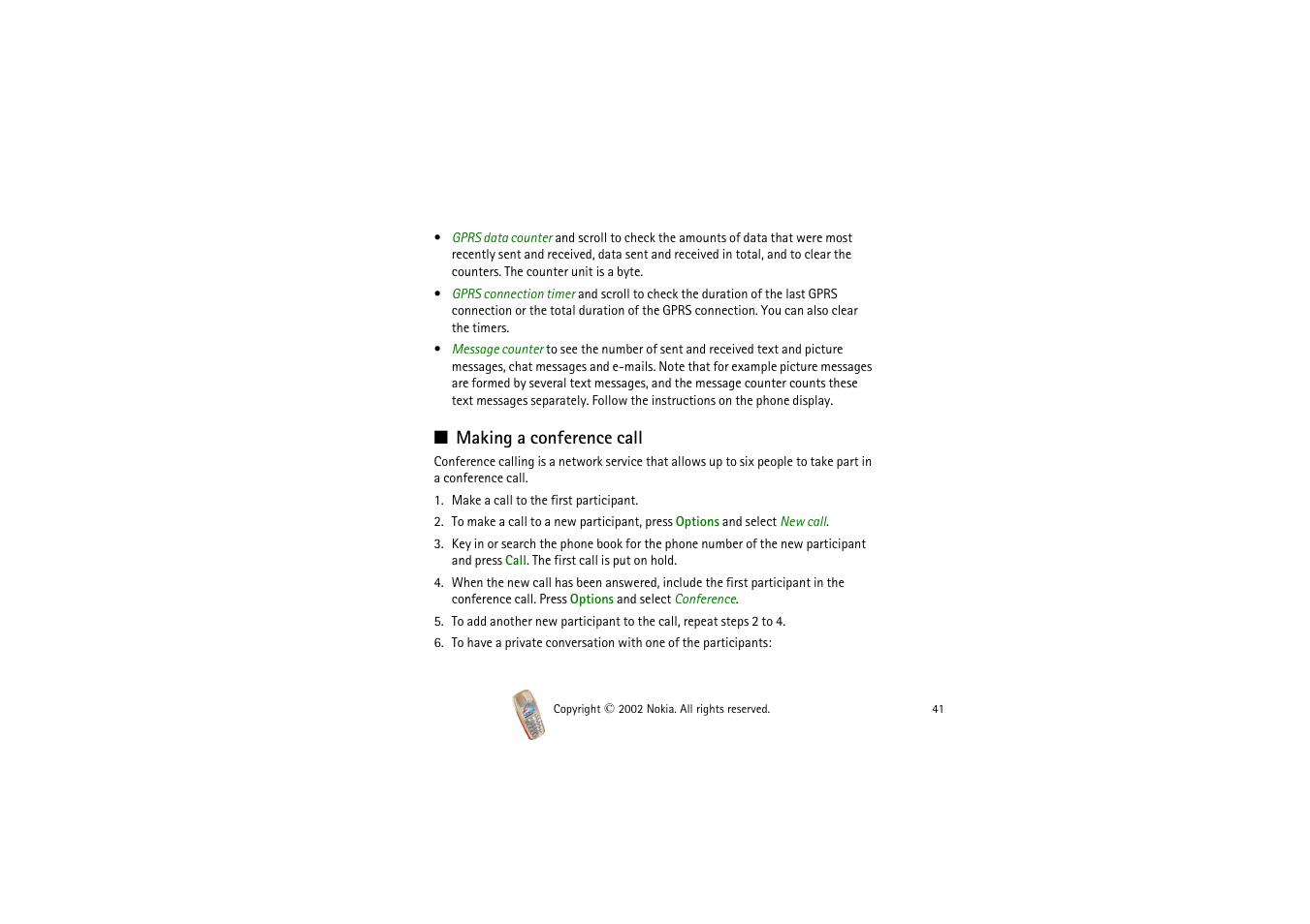 Making a conference call | Nokia 3510i User Manual | Page 41 / 123
