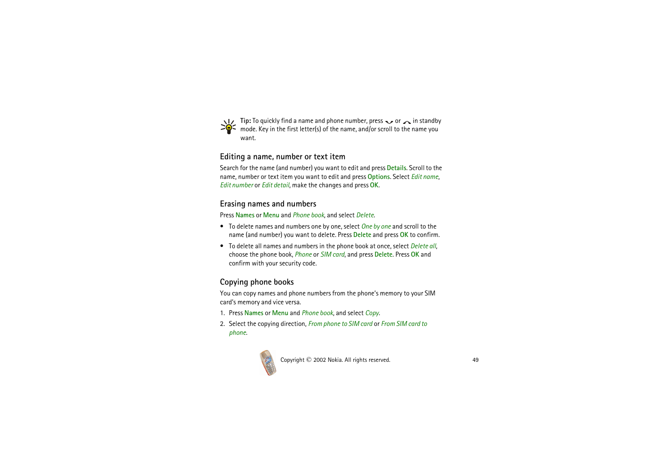 Nokia 3510i User Manual | Page 49 / 123