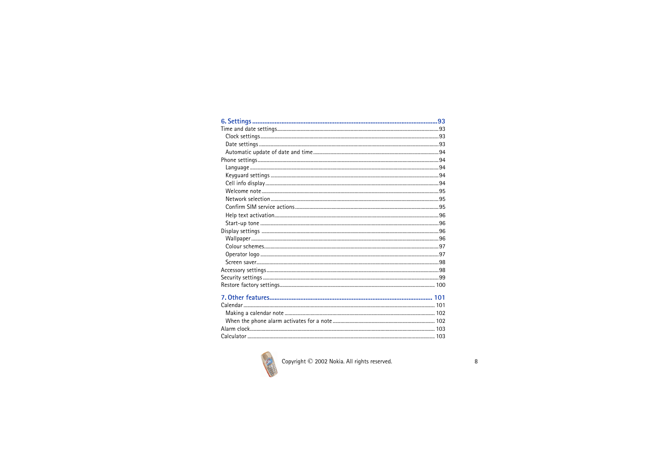 Nokia 3510i User Manual | Page 8 / 123