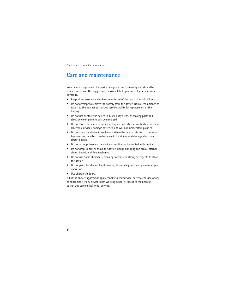 Care and maintenance | Nokia BH-500 User Manual | Page 14 / 14