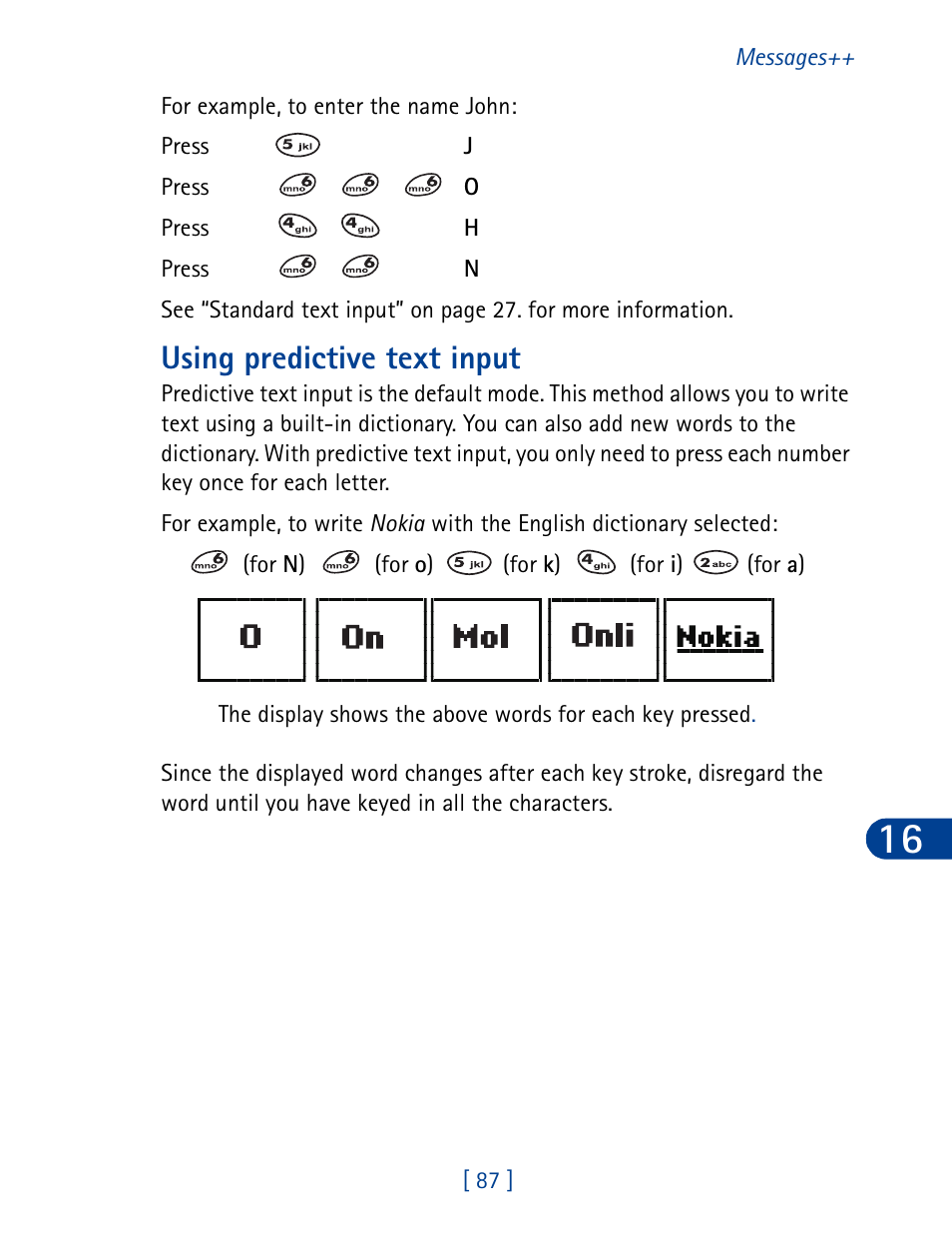 Using predictive text input | Nokia 3395 User Manual | Page 100 / 173