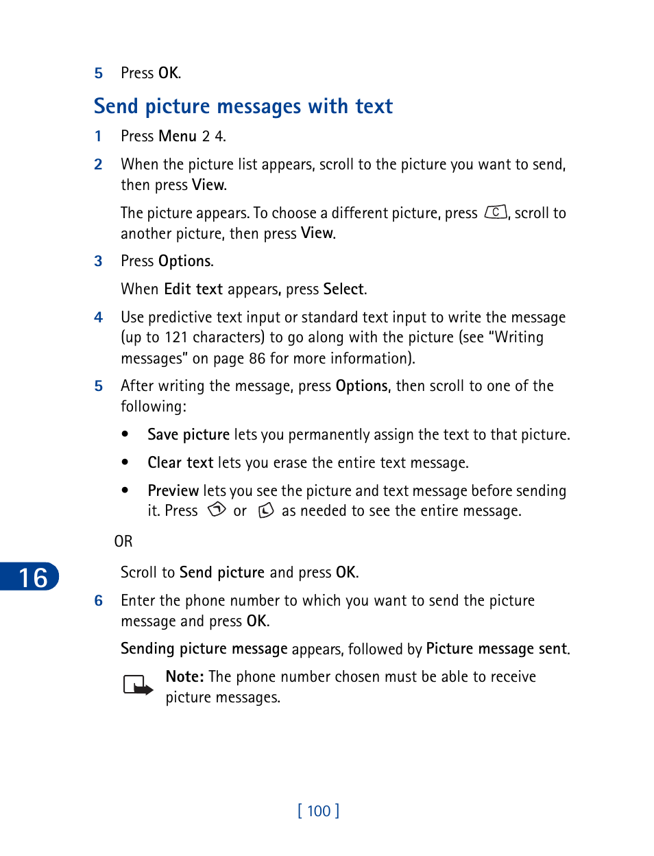 Send picture messages with text | Nokia 3395 User Manual | Page 113 / 173