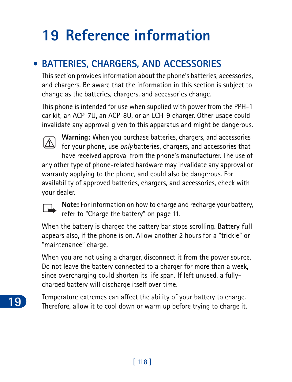 19 reference information, Batteries, chargers, and accessories, Reference information | Nokia 3395 User Manual | Page 131 / 173