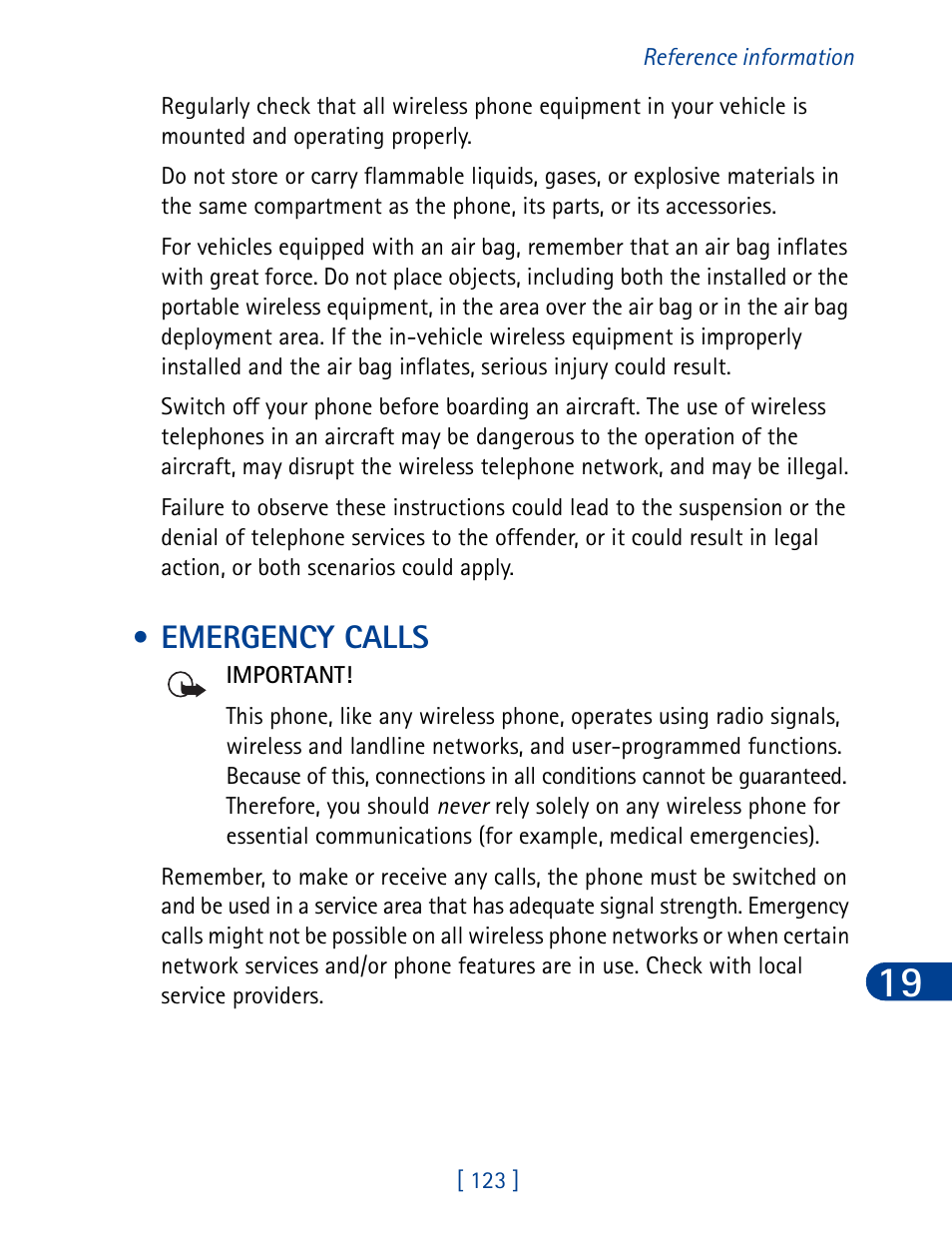 Emergency calls | Nokia 3395 User Manual | Page 136 / 173