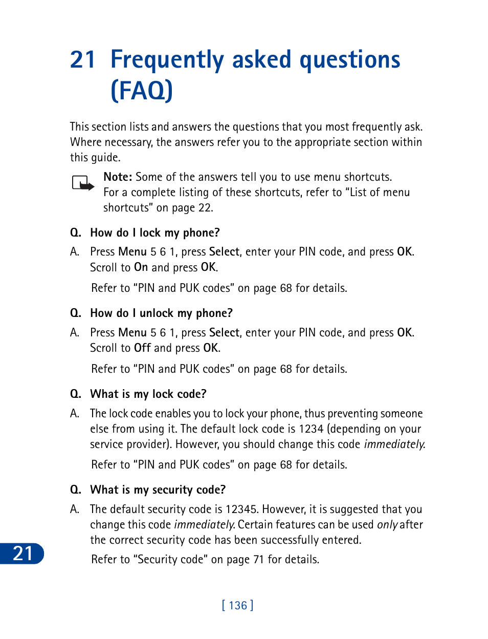 21 frequently asked questions (faq), Frequently asked questions (faq) | Nokia 3395 User Manual | Page 149 / 173