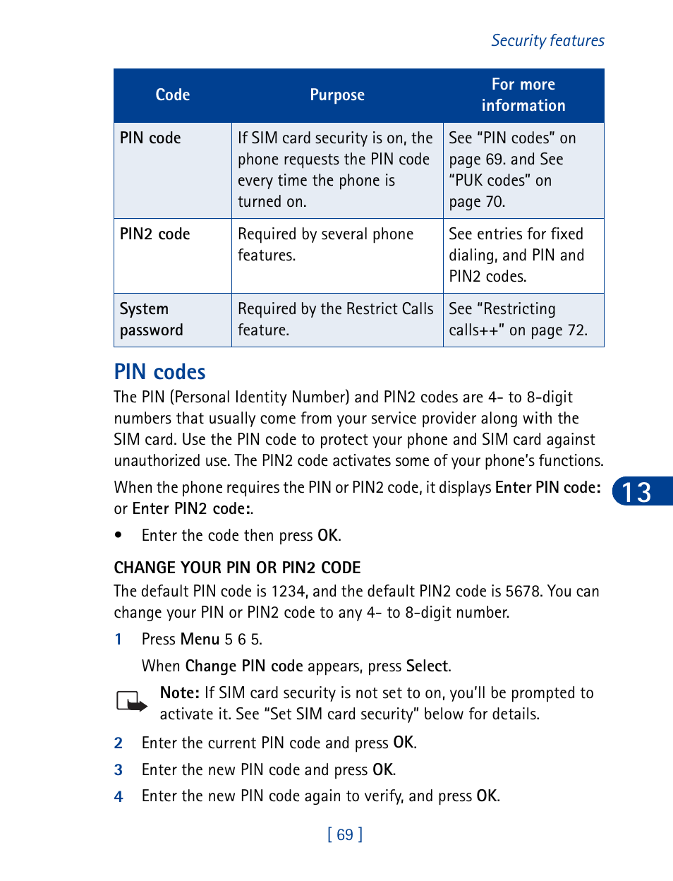Pin codes | Nokia 3395 User Manual | Page 82 / 173