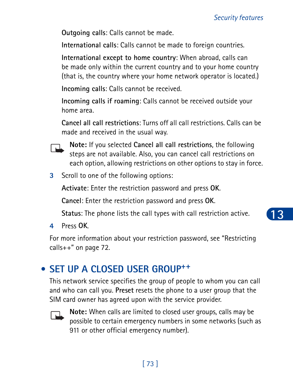 Set up a closed user group | Nokia 3395 User Manual | Page 86 / 173