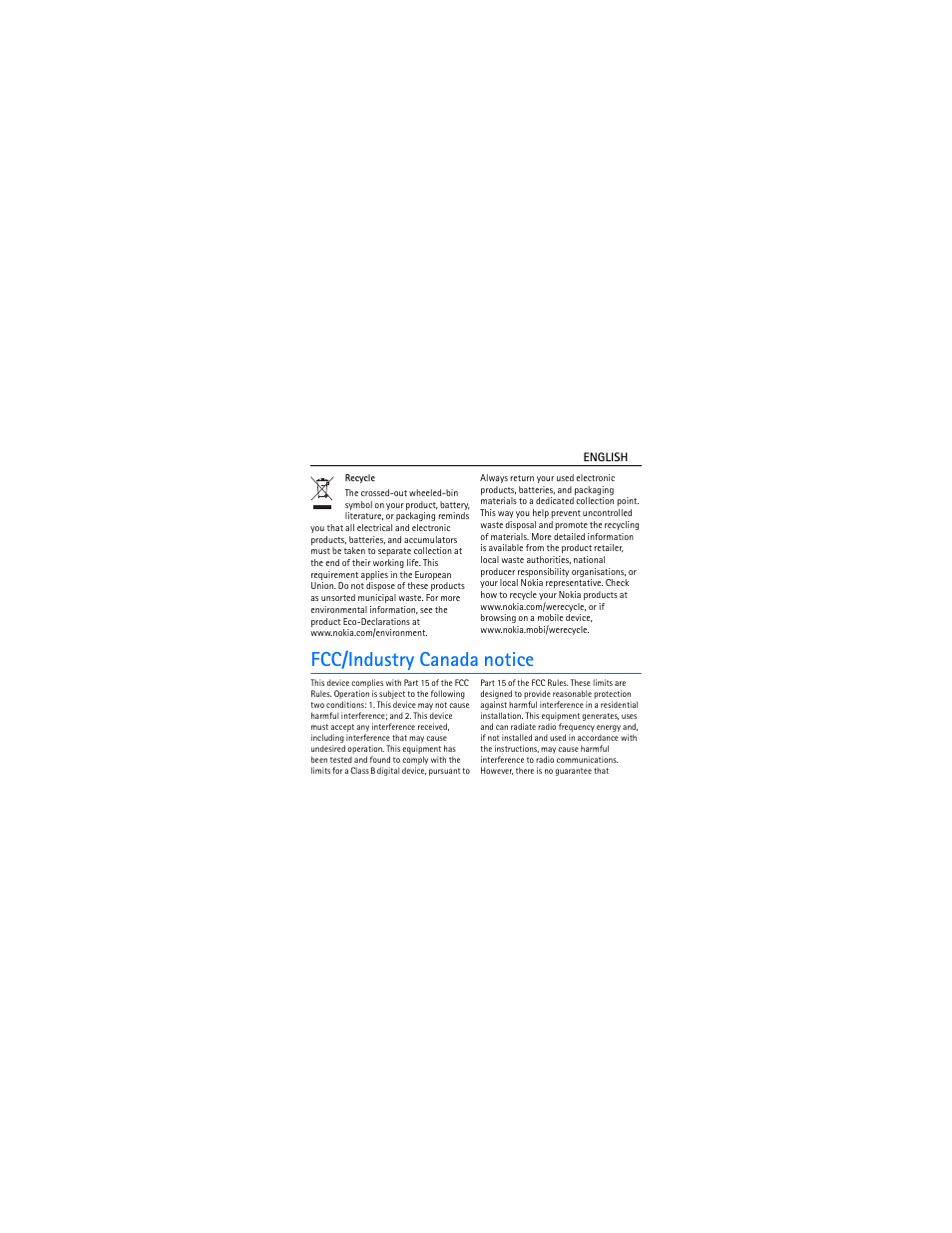 Fcc/industry canada notice | Nokia BH-214 User Manual | Page 12 / 43