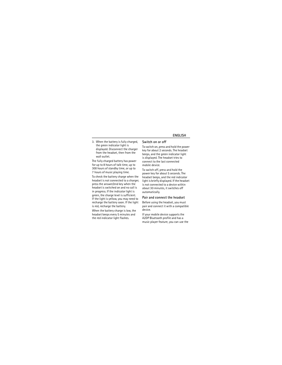 Switch on or off, Pair and connect the headset | Nokia BH-214 User Manual | Page 5 / 43