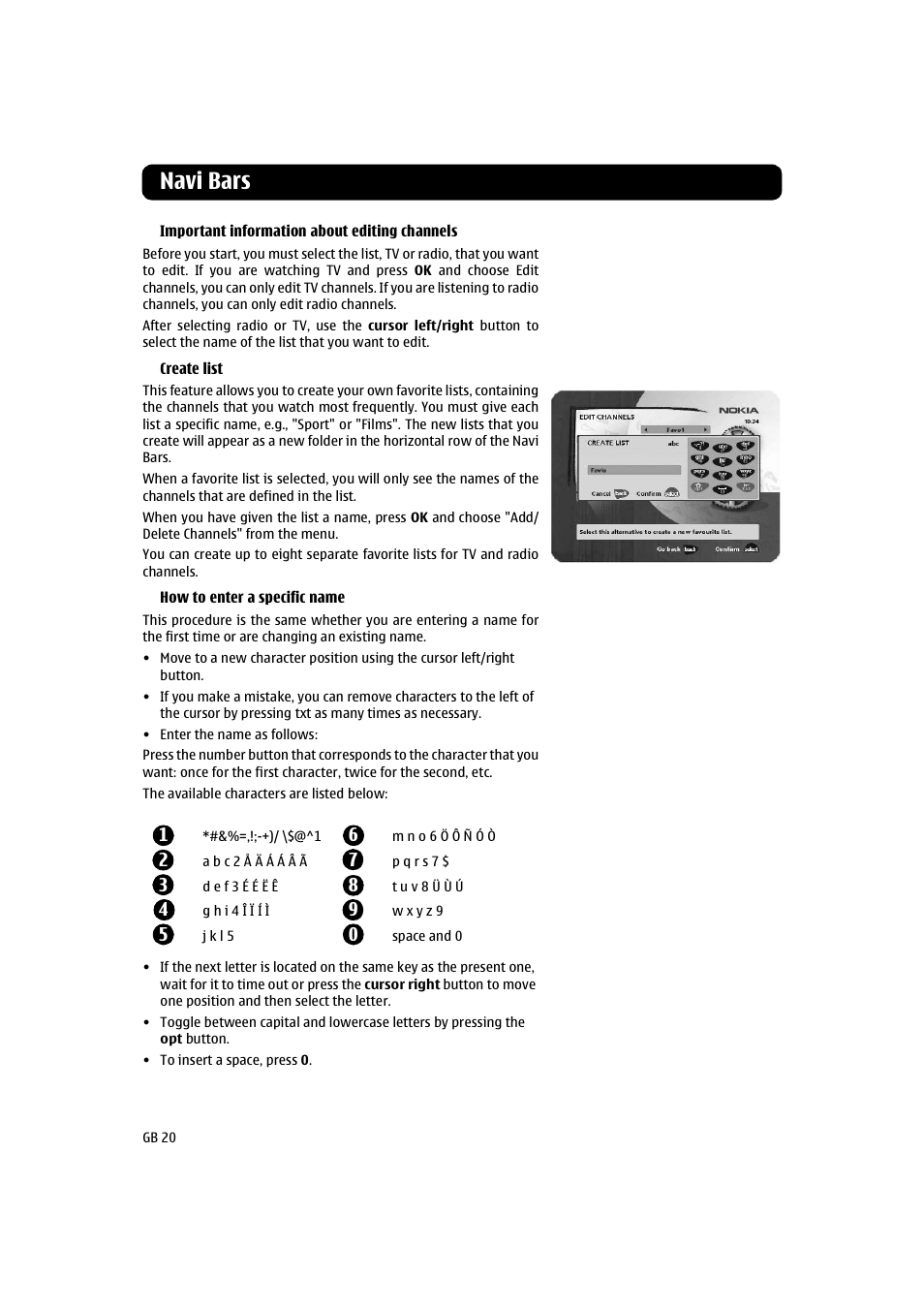Navi bars | Nokia 260S User Manual | Page 20 / 39