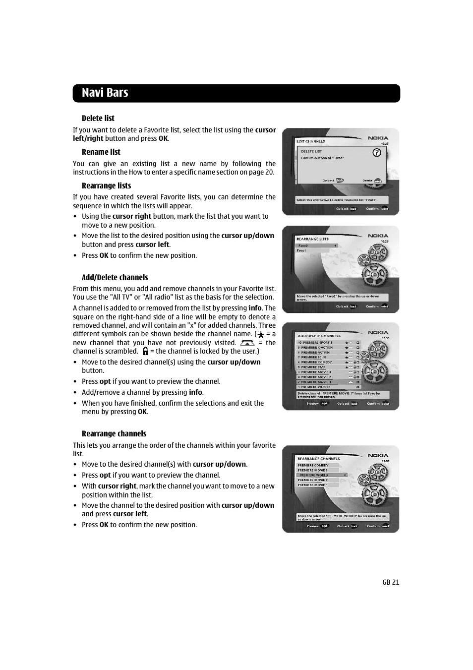 Navi bars | Nokia 260S User Manual | Page 21 / 39