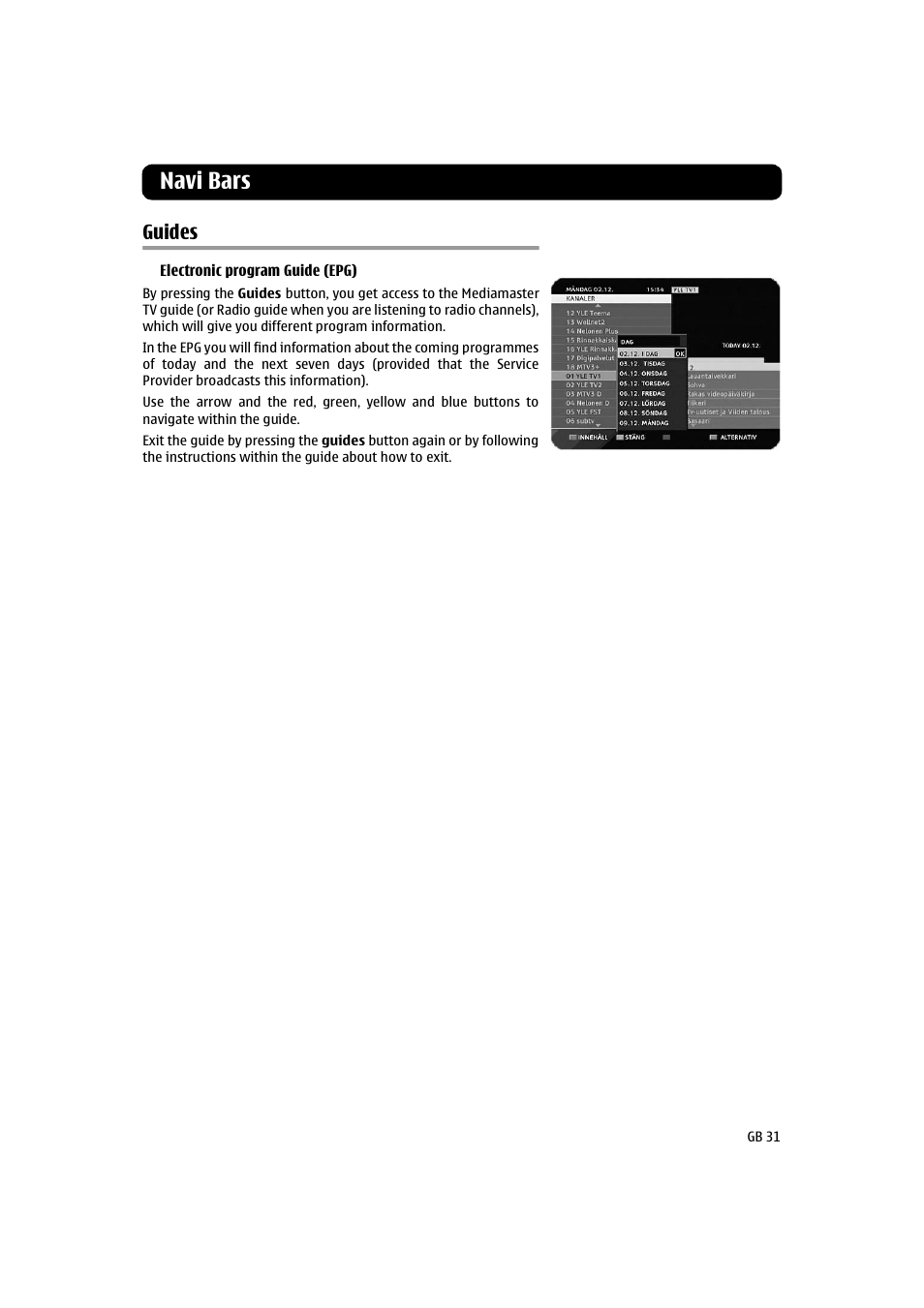 Guides, Navi bars | Nokia 260S User Manual | Page 31 / 39