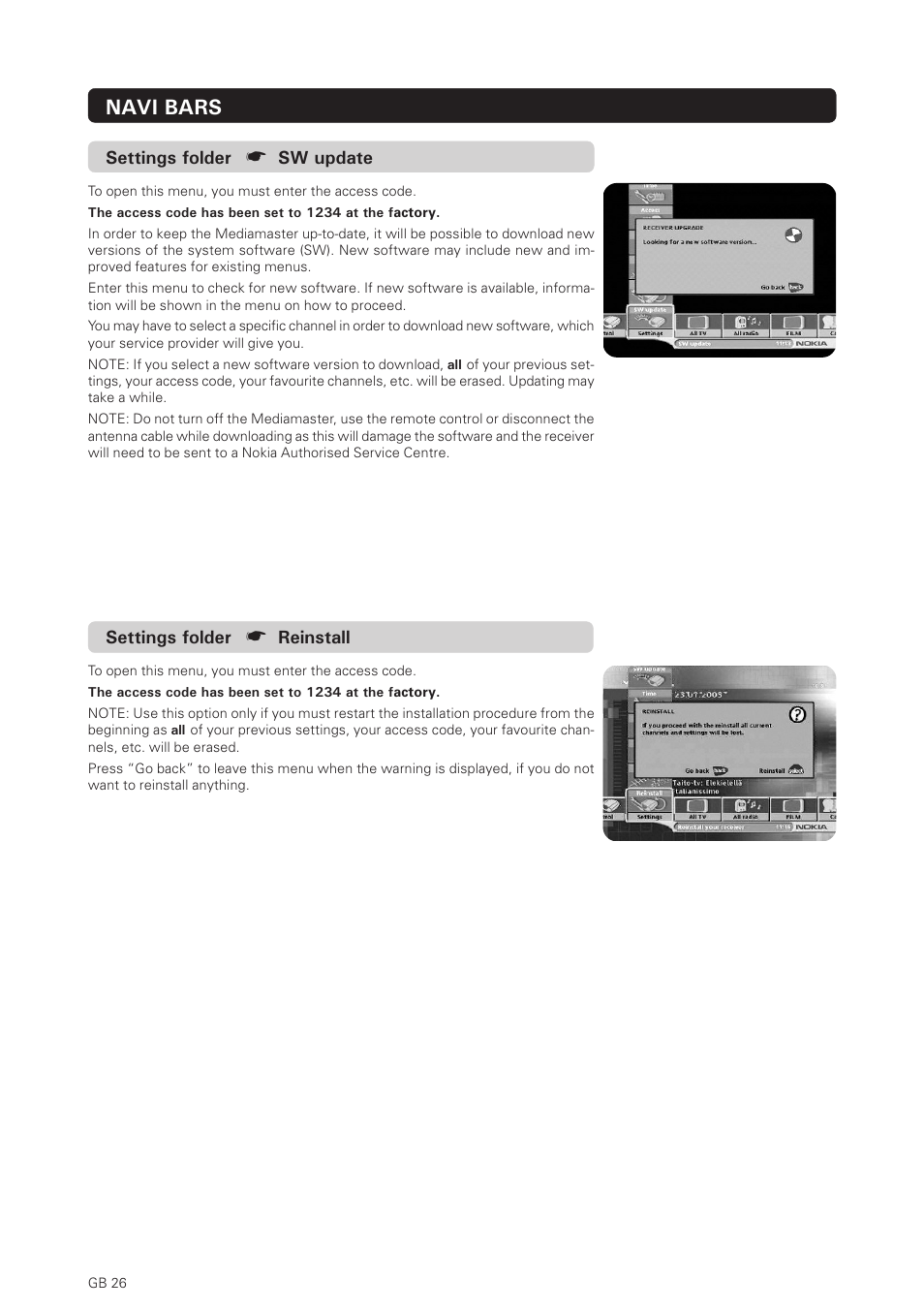 Navi bars | Nokia 150T User Manual | Page 26 / 33