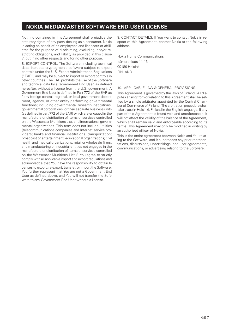 Nokia mediamaster software end-user license | Nokia 150T User Manual | Page 7 / 33
