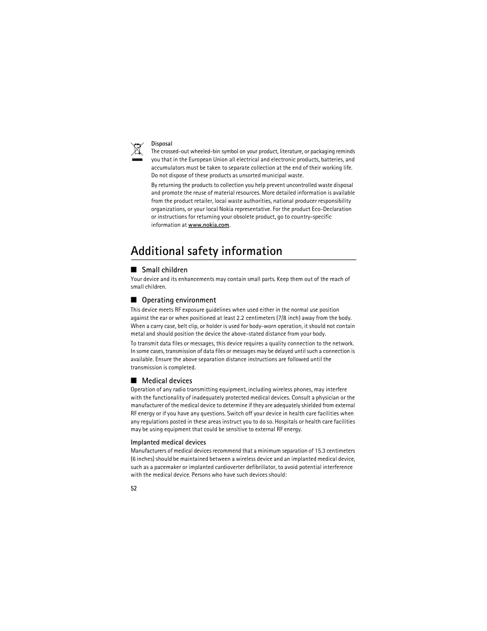 Additional safety information | Nokia 3610 User Manual | Page 53 / 121