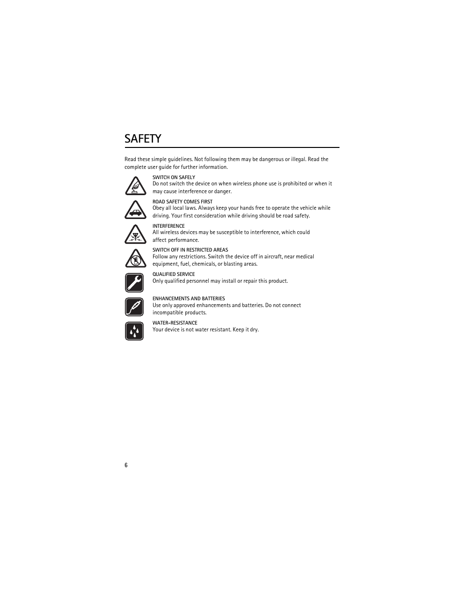 Safety, Afety | Nokia 3610 User Manual | Page 7 / 121