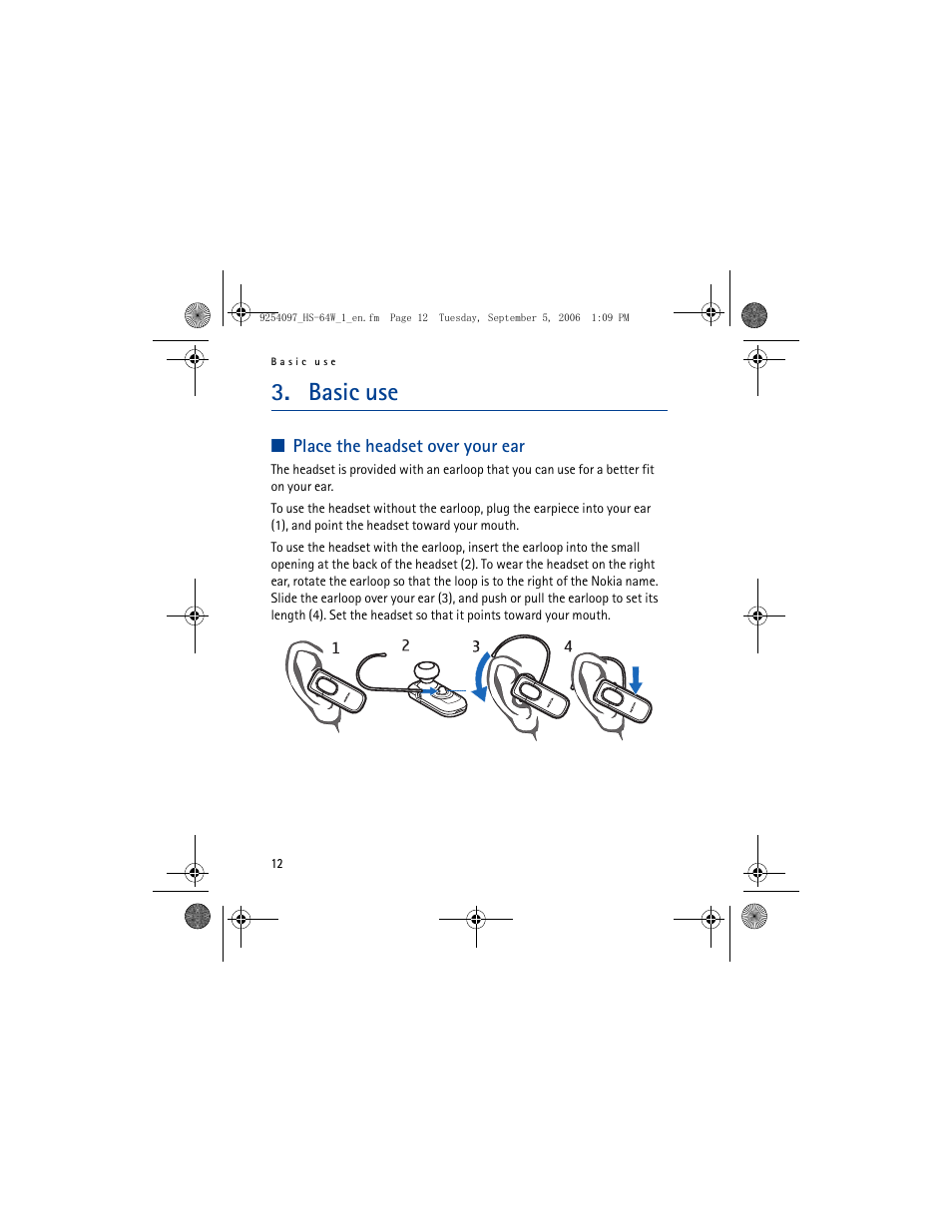 Basic use | Nokia BH-801 User Manual | Page 12 / 18