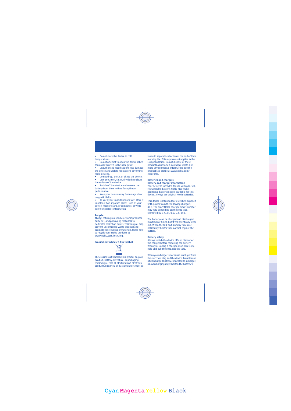 Cyan, Cyan magenta magenta yellow yellow black black | Nokia 101 User Manual | Page 31 / 35