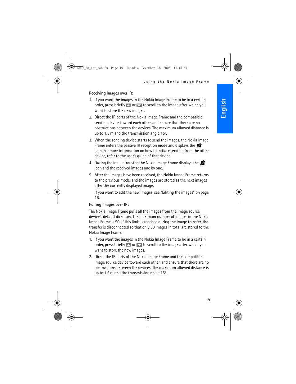 En gl ish | Nokia SU-7 User Manual | Page 19 / 24