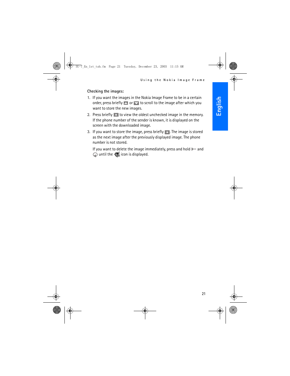 En gl ish | Nokia SU-7 User Manual | Page 21 / 24