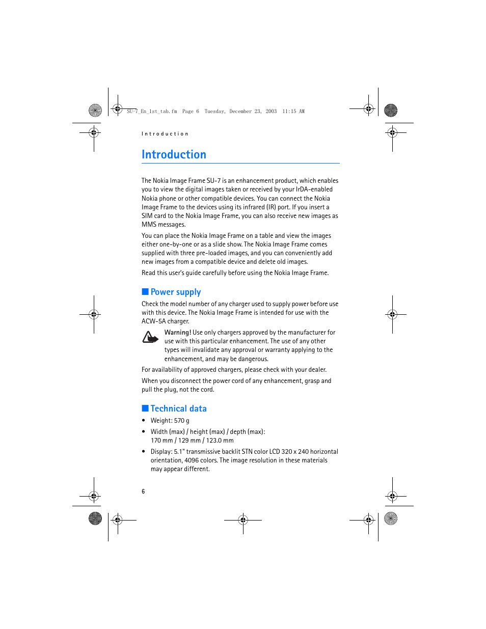 Introduction | Nokia SU-7 User Manual | Page 6 / 24