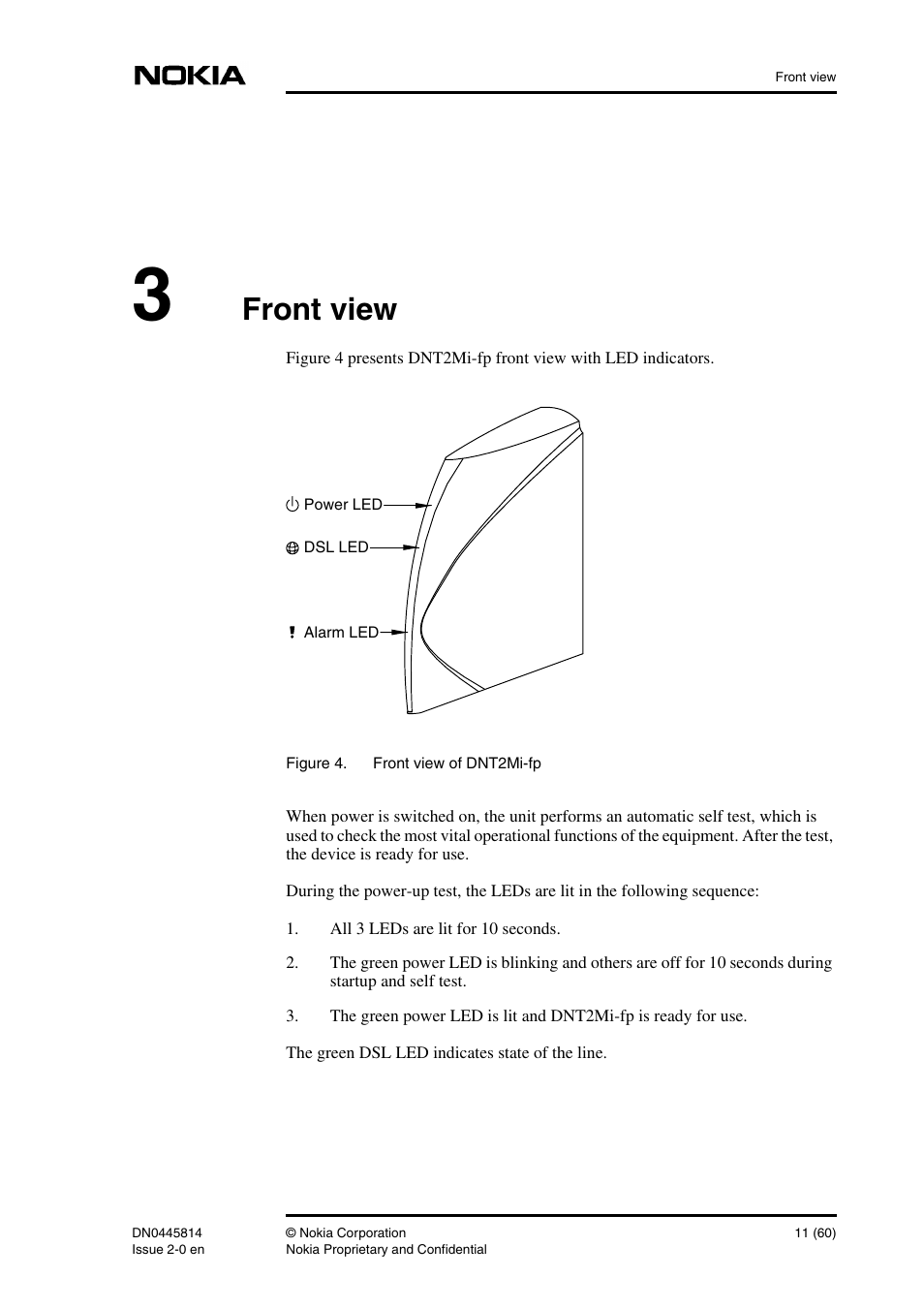 3 front view, Front view 11, Front view | Nokia DNT2Mi-fp User Manual | Page 11 / 60