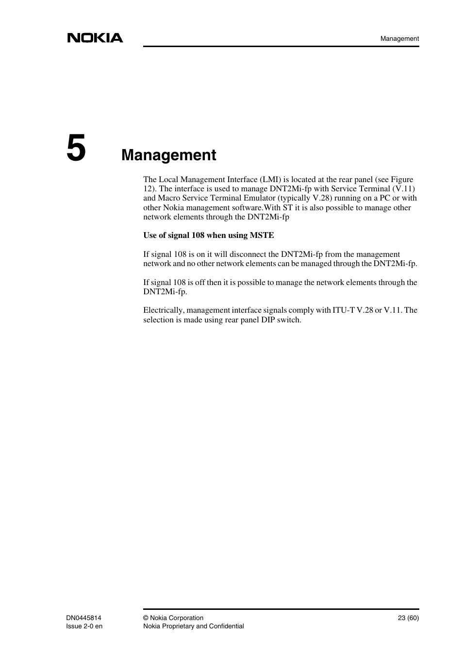 5 management, Management 23, Management | Nokia DNT2Mi-fp User Manual | Page 23 / 60