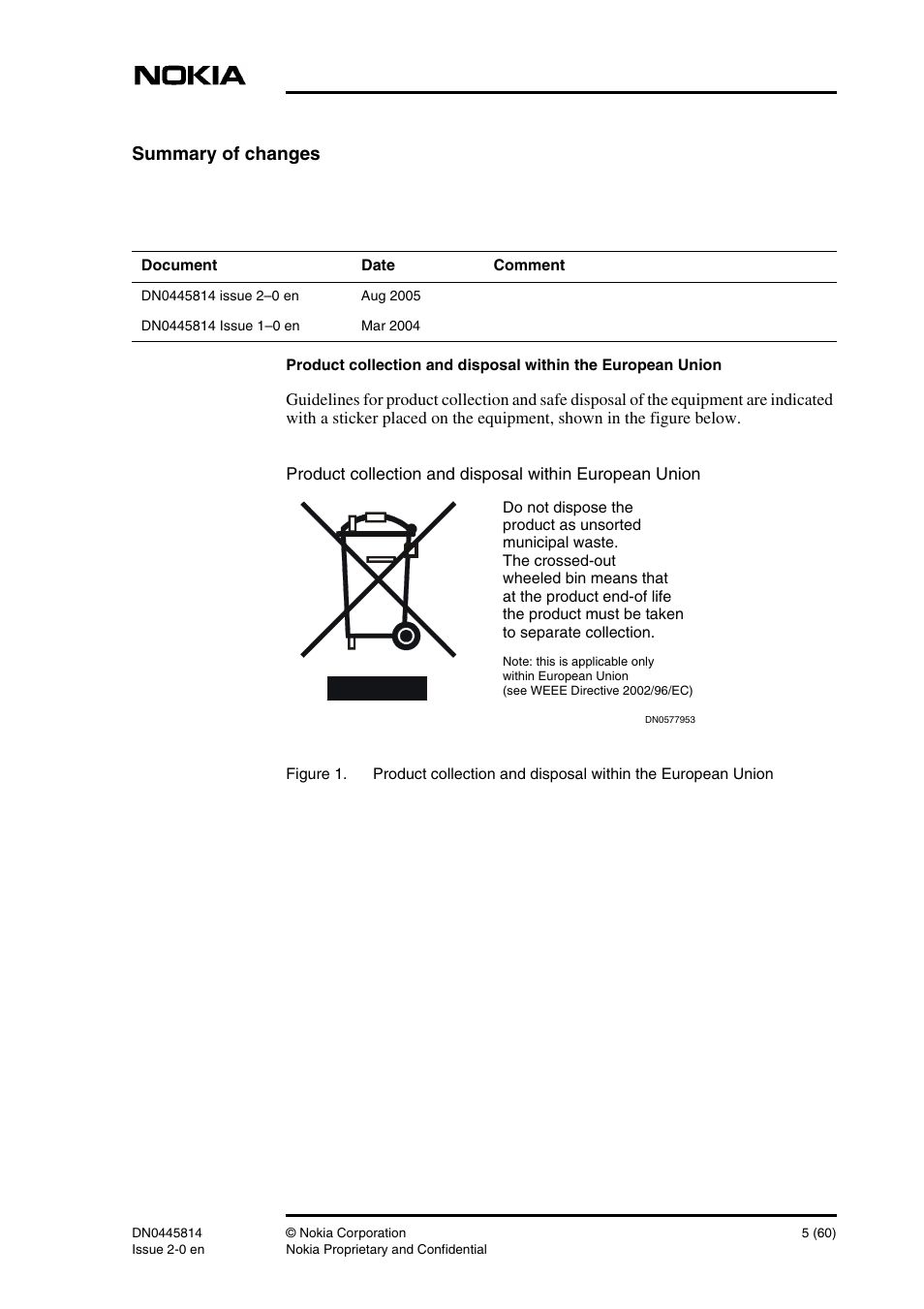 Summary of changes 5, Summary of changes | Nokia DNT2Mi-fp User Manual | Page 5 / 60