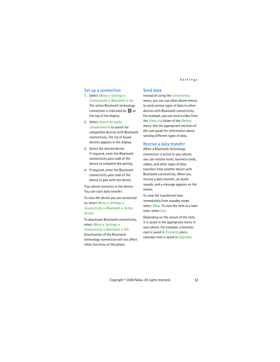 Set up a connection, Send data, Receive a data transfer | Nokia 6275i User Manual | Page 61 / 101