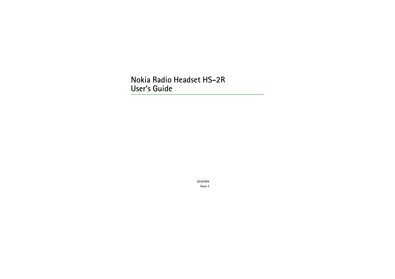 Nokia HS-2R User Manual | 10 pages