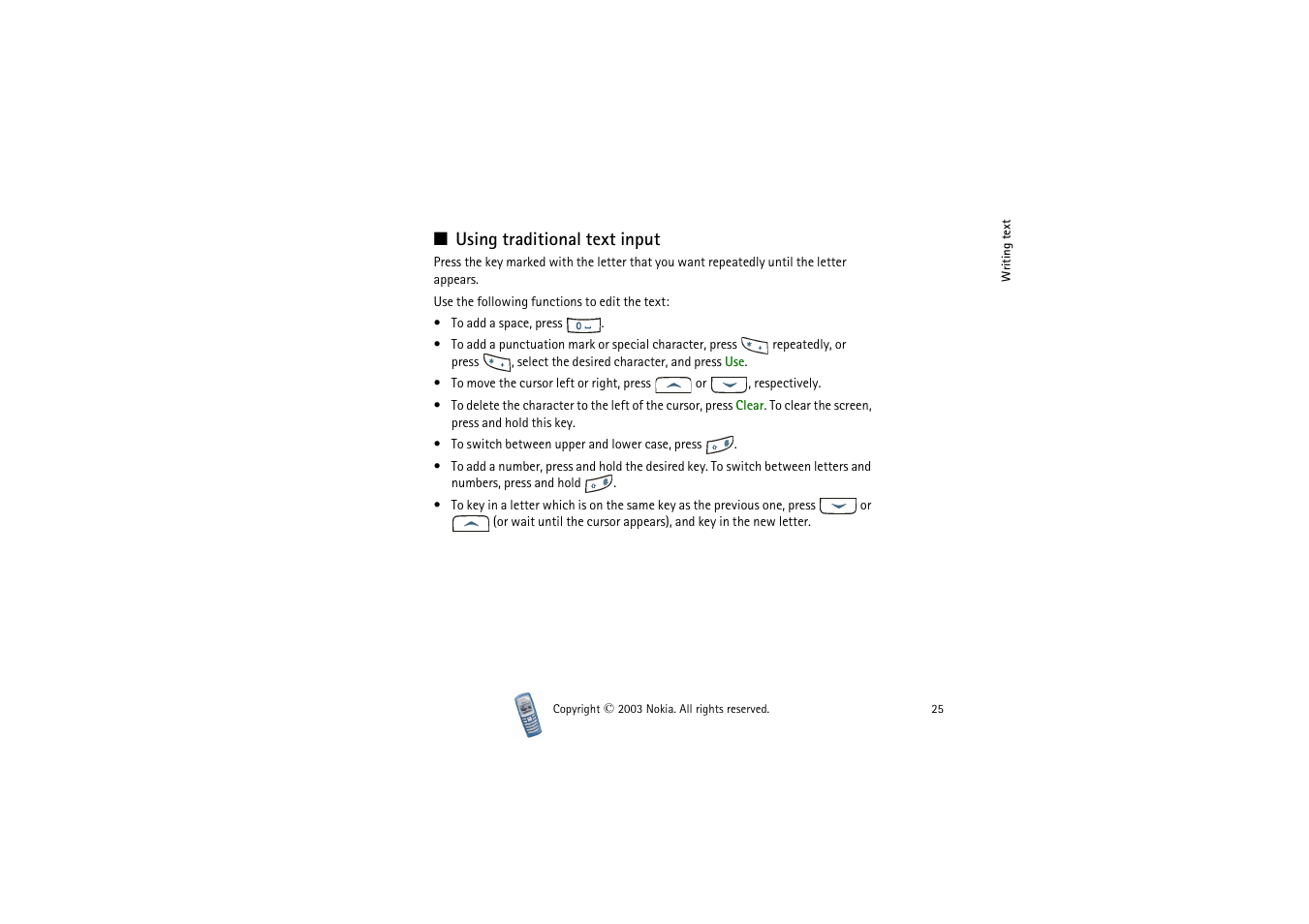 Using traditional text input | Nokia 2100 User Manual | Page 25 / 63