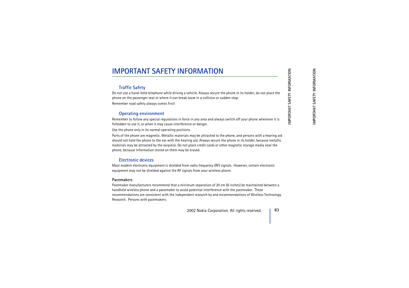 Important safety information | Nokia 3410 User Manual | Page 83 / 89