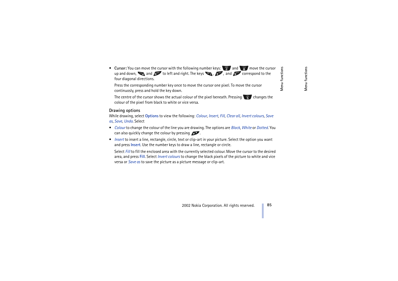 Drawing options | Nokia 5210 User Manual | Page 85 / 106