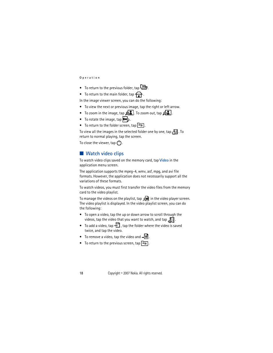 Watch video clips | Nokia 330 User Manual | Page 18 / 86