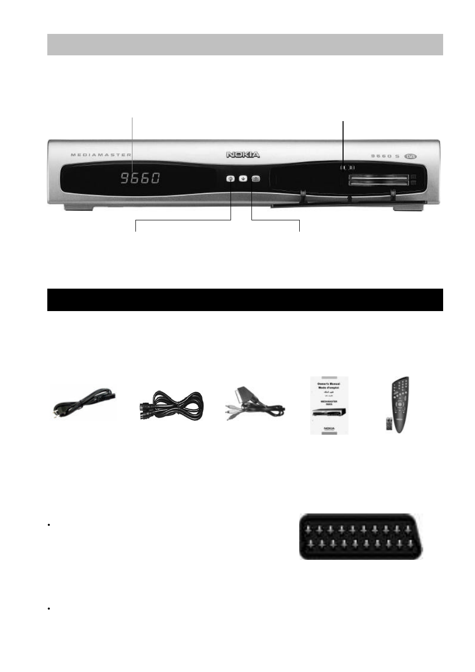 Front panel, Installation of the mediamaster | Nokia MEDIAMASTER 9660S User Manual | Page 4 / 30