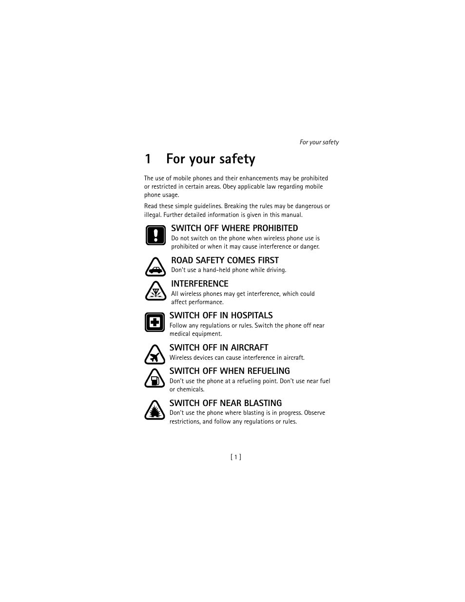 1 for your safety, For your safety, 1for your safety | Nokia 3586I User Manual | Page 10 / 177