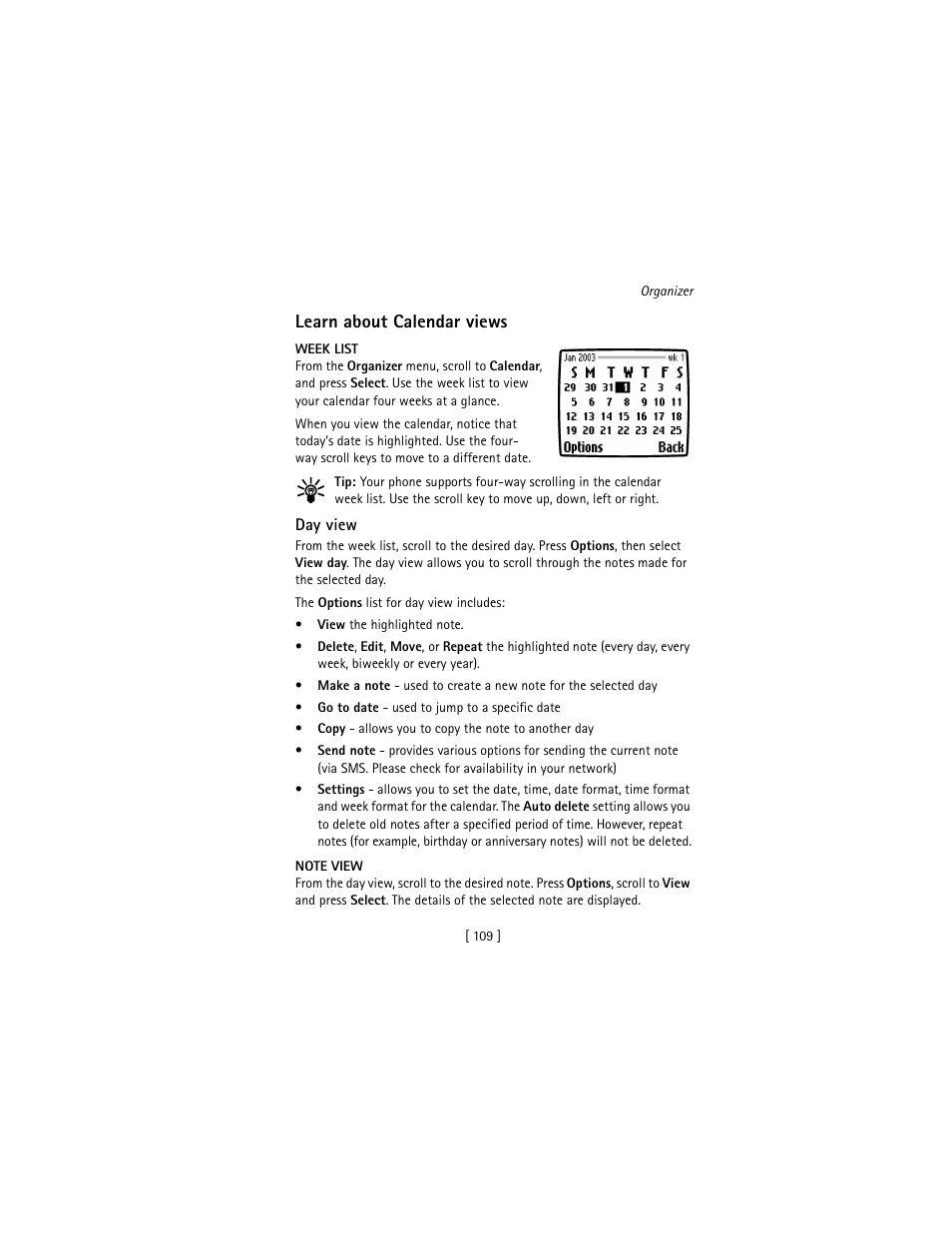 Learn about calendar views | Nokia 3586I User Manual | Page 118 / 177