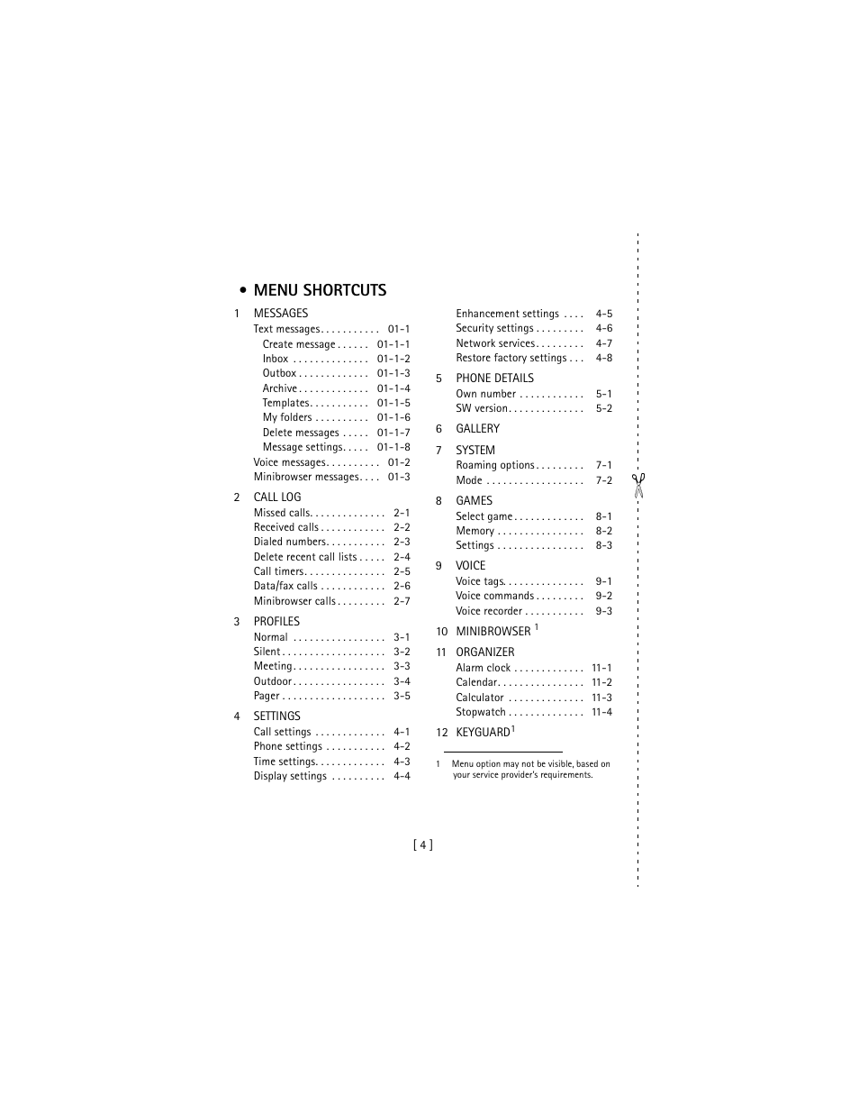 Menu shortcuts | Nokia 3586I User Manual | Page 13 / 177